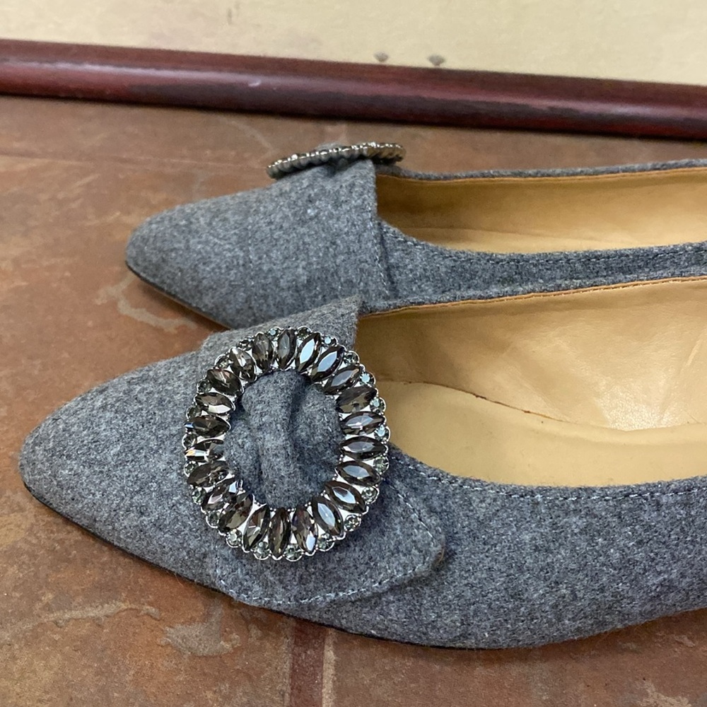 Talbots Gray Flats with Embellished Buckle